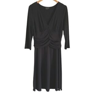 Max and Cleo black  ruched waist  v-neck dress